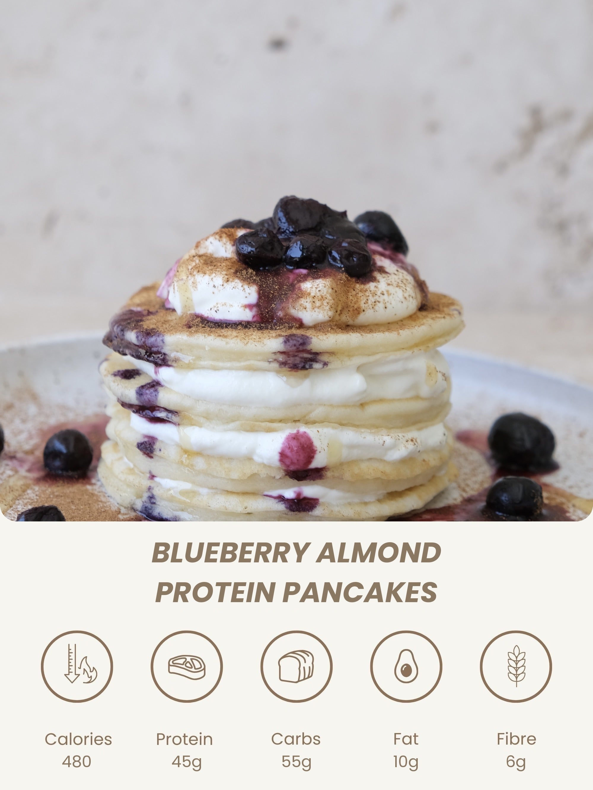 Blueberry Almond Protein Pancakes