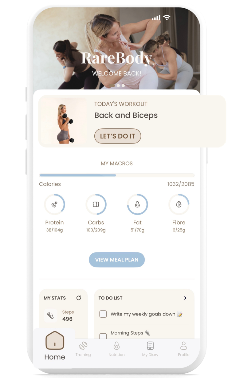 RareBody app home