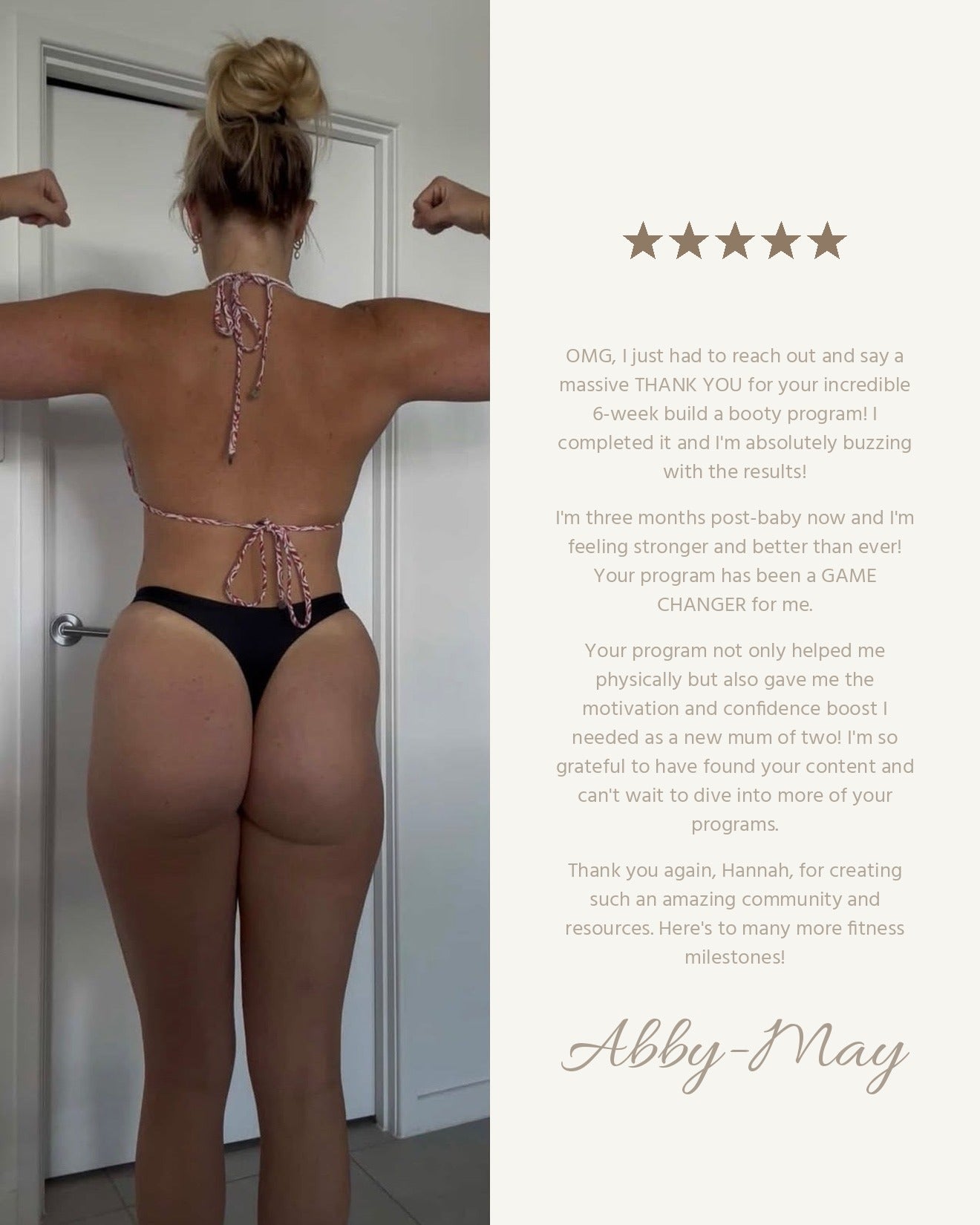 RareBody 5-star review from Abby-May with progress photo